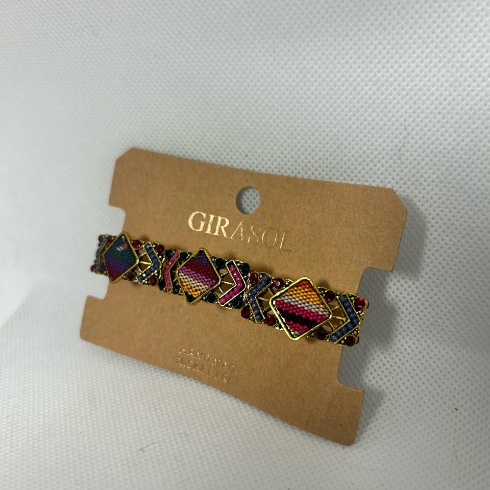 Girasol Multicolor Woven Beaded Bracelet - Gold Accents‎